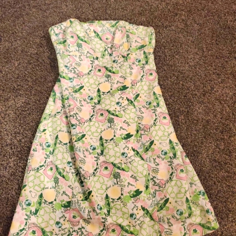 Lilly Pulitzer Queen of Green strapless dress